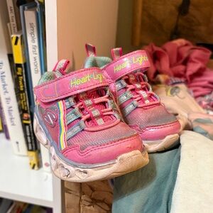 Skechers Heart Lights Kids Sneakers - Pink and Blue